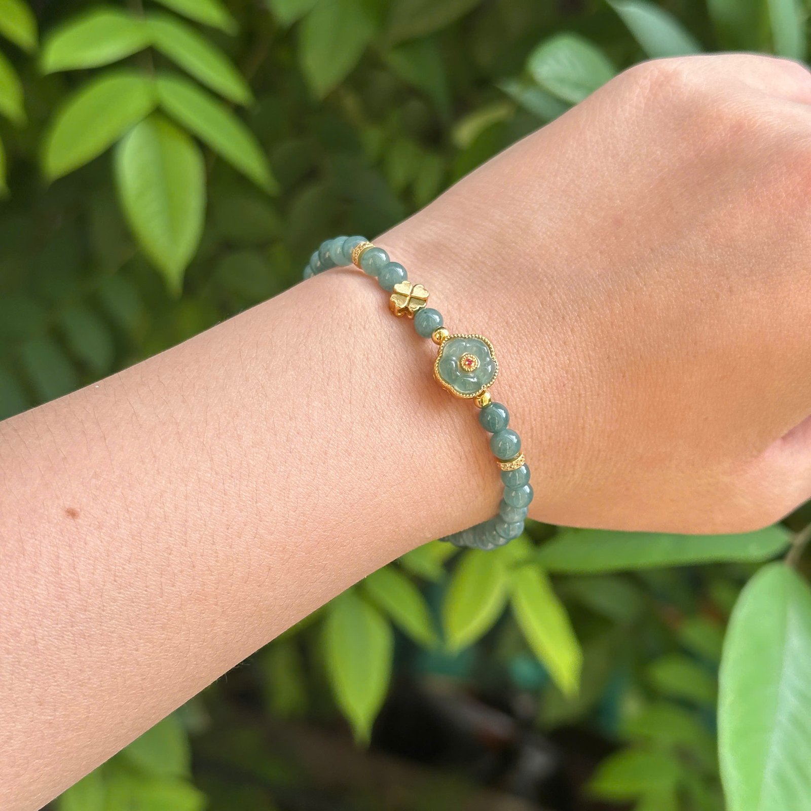 💎 VÒNG TAY LAM NGỌC JADE A MIX CHARM BẠC XI VÀNG 24K 💎
